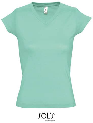 T-SHIRT mit V- Ausschnitt- Mint