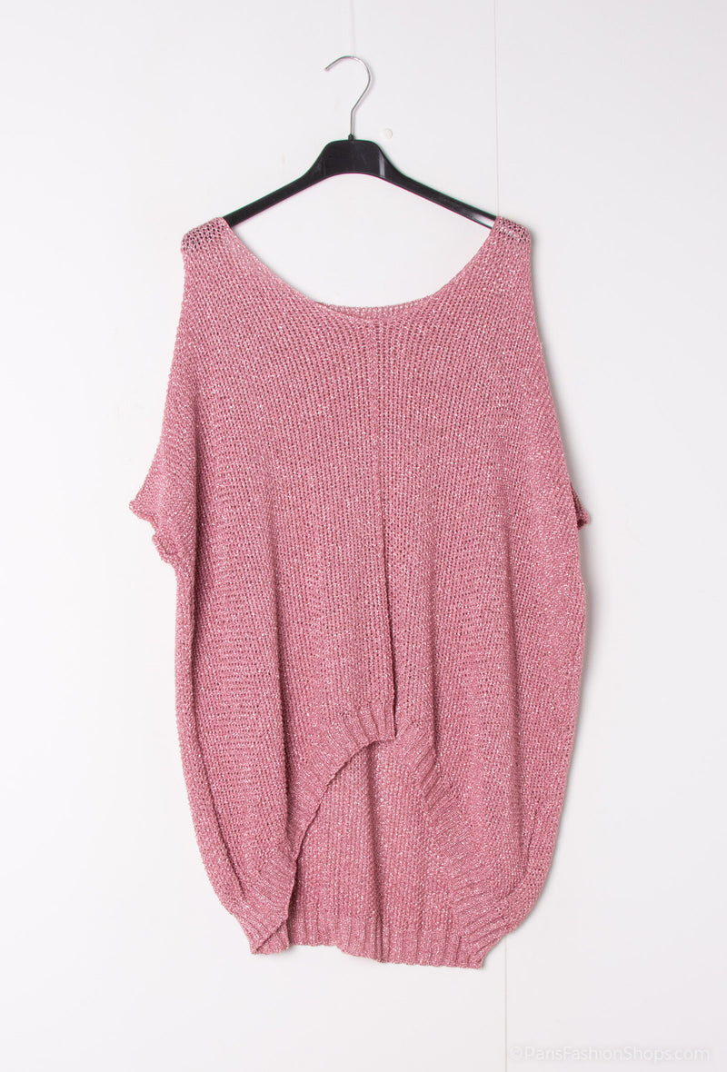 Strick Shirt Lameé- Blush