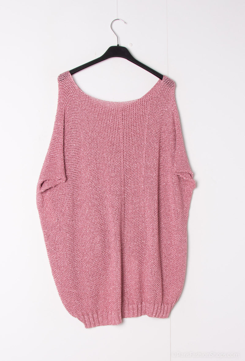 Strick Shirt Lameé- Blush