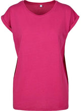 BIO COTTON T-SHIRT MIT GERADEM ÄRMEL UND AUFGEROLLTEM ÄRMELSAUM - PINK