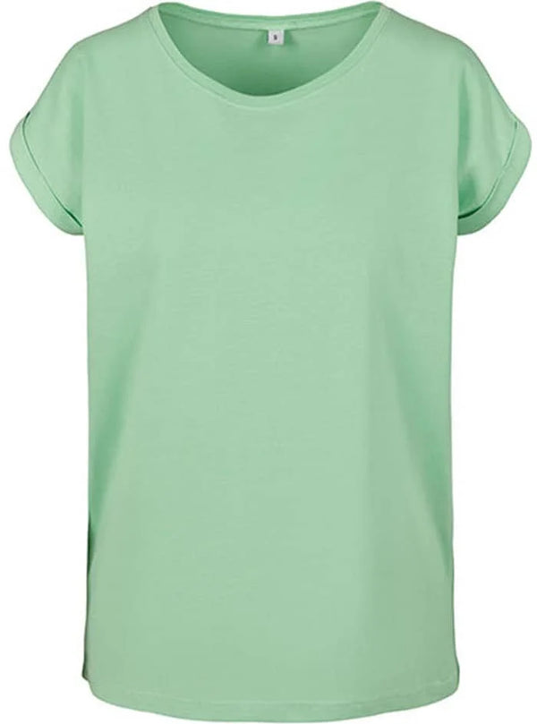 BIO COTTON T-SHIRT MIT GERADEM ÄRMEL UND AUFGEROLLTEM ÄRMELSAUM - APFELGRÜN