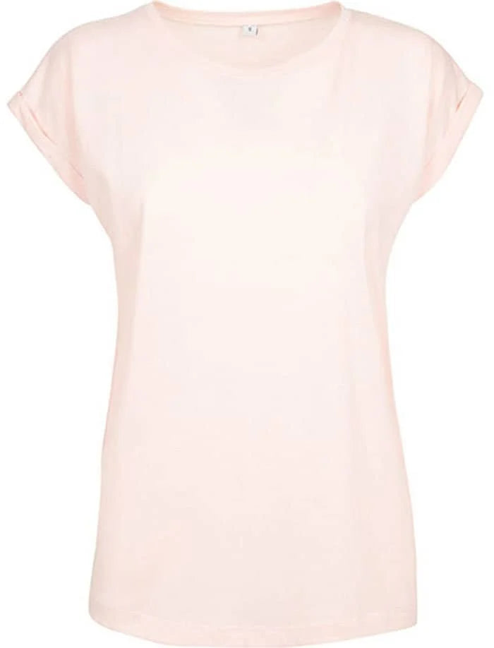 BIO COTTON T-SHIRT MIT GERADEM ÄRMEL UND AUFGEROLLTEM ÄRMELSAUM - ROSÉ