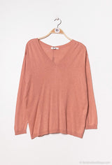 V- PULLOVER CASHMERE- Apricot abgegraut