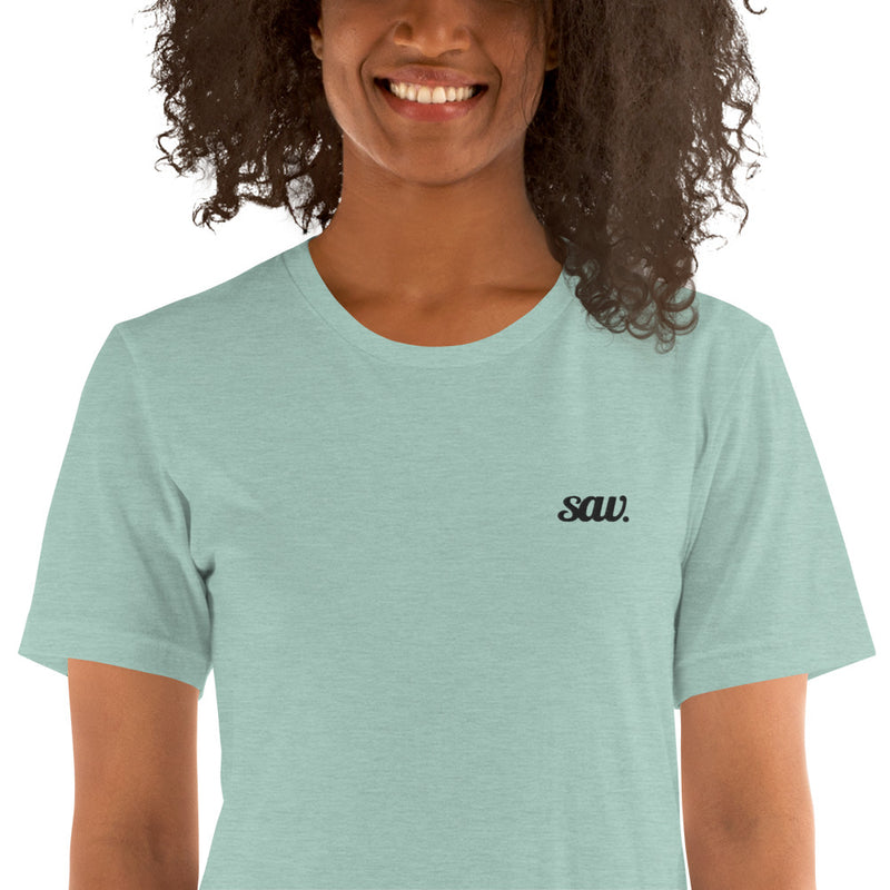 saw. Kollektion Unisex-T-Shirt mit saw. Logo- verschiedene Farben und Farbtypen