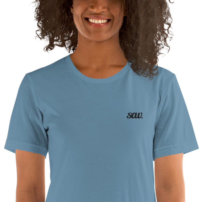 saw. Kollektion Unisex-T-Shirt mit saw. Logo- verschiedene Farben und Farbtypen